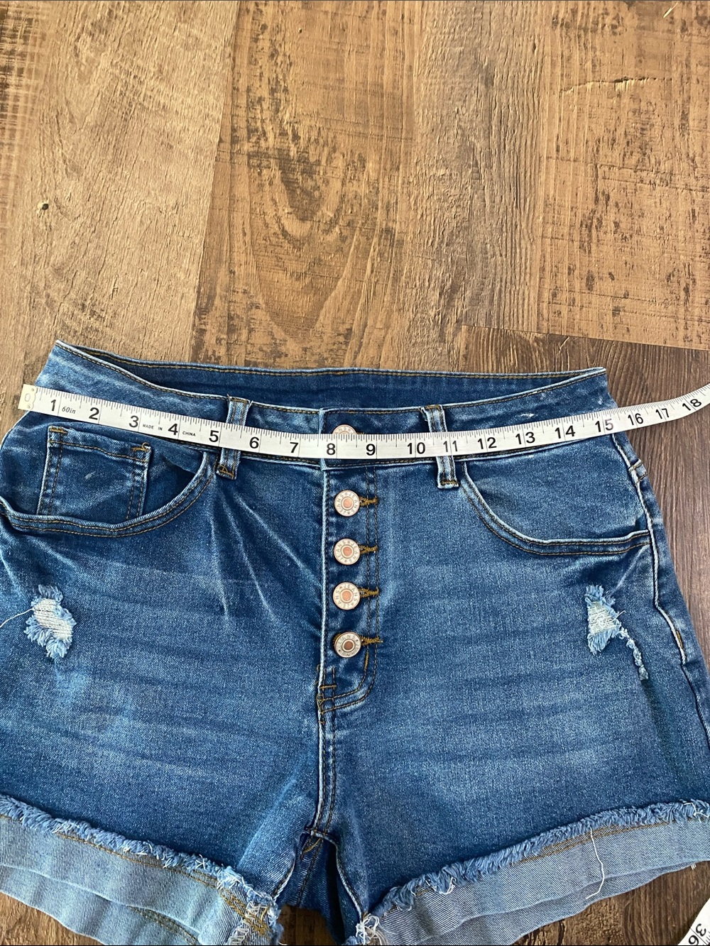 Mid Rise Button-Fly Denim Shorts - Picture 7 of 10